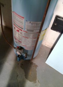 Water heater with a leak